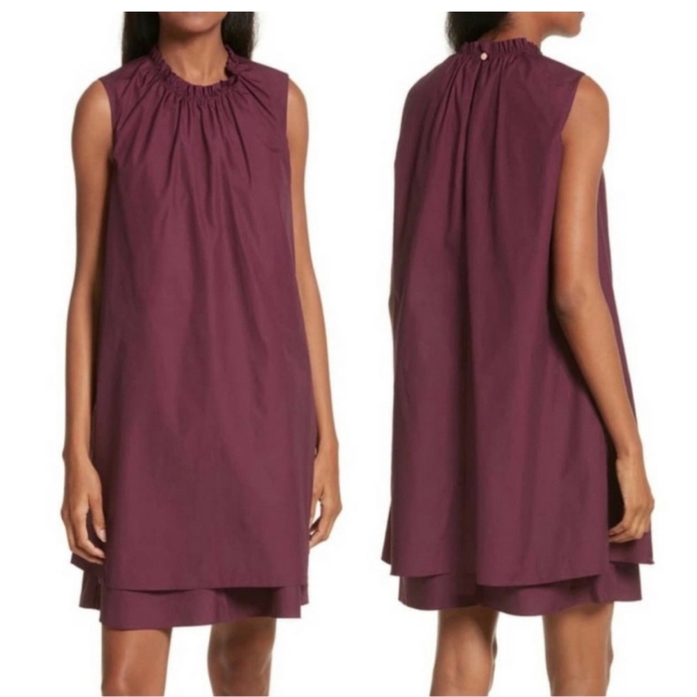 Ted Baker Plum Sleeveless Cotton Dress – Great Condition (Size Not Marked)